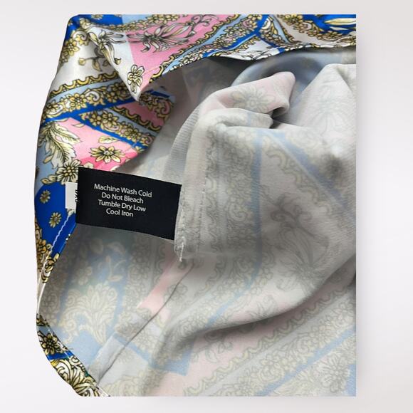 Boston Proper Baroque Scroll Print Button Up Charmeuse Blouse Top Size 12 - Picture 8 of 9